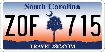 SC license plate ZOF715