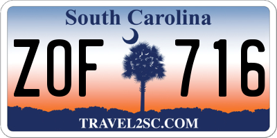 SC license plate ZOF716