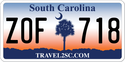 SC license plate ZOF718