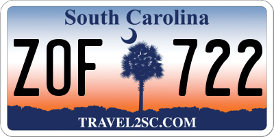 SC license plate ZOF722