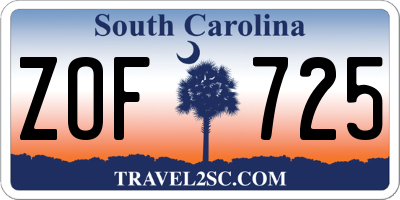 SC license plate ZOF725
