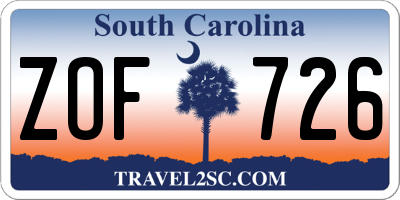 SC license plate ZOF726