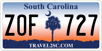 SC license plate ZOF727