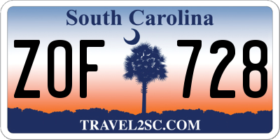 SC license plate ZOF728