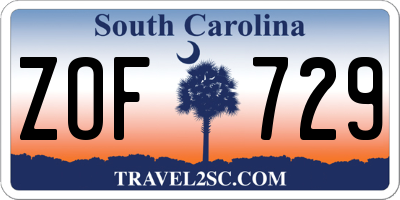 SC license plate ZOF729