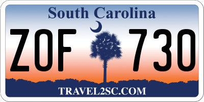 SC license plate ZOF730