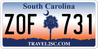 SC license plate ZOF731