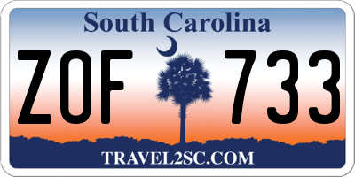 SC license plate ZOF733