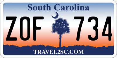 SC license plate ZOF734