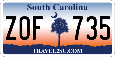 SC license plate ZOF735