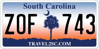 SC license plate ZOF743