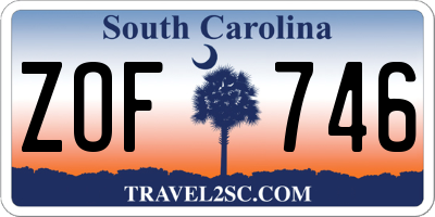 SC license plate ZOF746