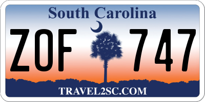 SC license plate ZOF747