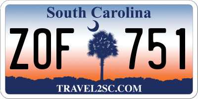 SC license plate ZOF751