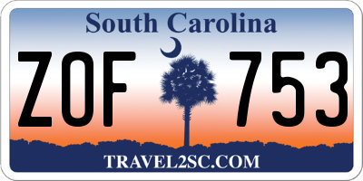 SC license plate ZOF753