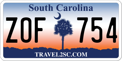 SC license plate ZOF754