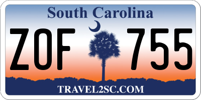 SC license plate ZOF755