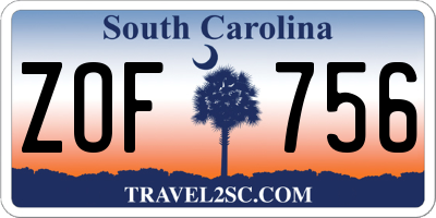SC license plate ZOF756