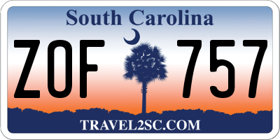 SC license plate ZOF757