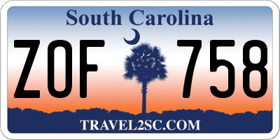 SC license plate ZOF758