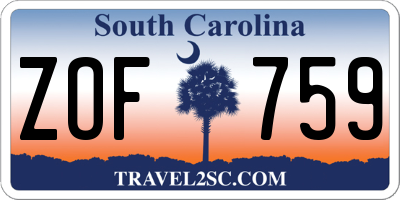 SC license plate ZOF759