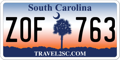 SC license plate ZOF763
