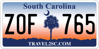 SC license plate ZOF765