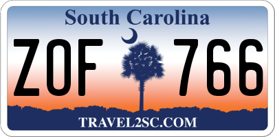 SC license plate ZOF766
