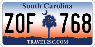 SC license plate ZOF768