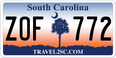 SC license plate ZOF772