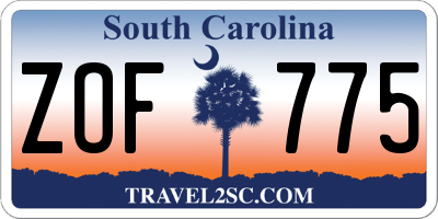 SC license plate ZOF775