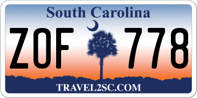 SC license plate ZOF778