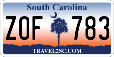 SC license plate ZOF783