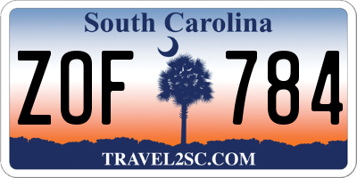 SC license plate ZOF784