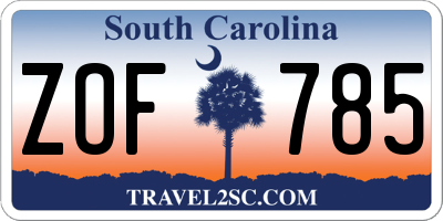 SC license plate ZOF785