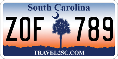 SC license plate ZOF789