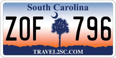 SC license plate ZOF796