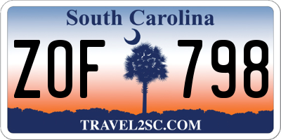 SC license plate ZOF798