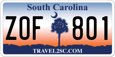 SC license plate ZOF801