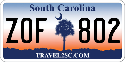 SC license plate ZOF802