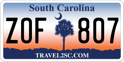 SC license plate ZOF807