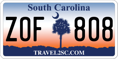 SC license plate ZOF808