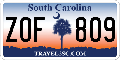 SC license plate ZOF809