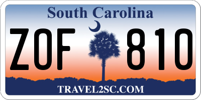 SC license plate ZOF810