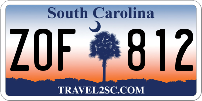 SC license plate ZOF812