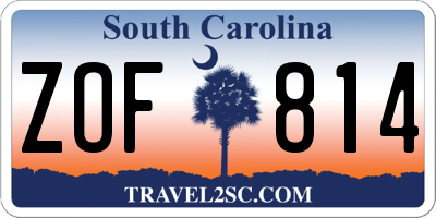 SC license plate ZOF814