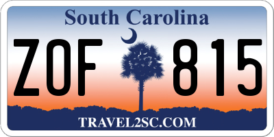 SC license plate ZOF815