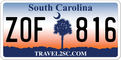 SC license plate ZOF816