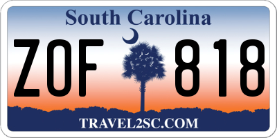 SC license plate ZOF818