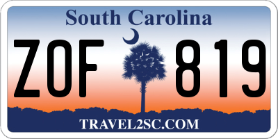 SC license plate ZOF819